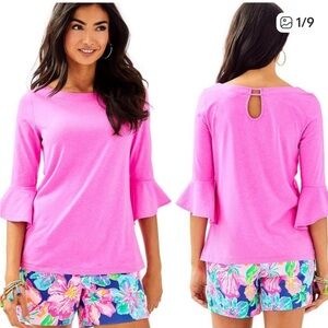 Lilly Pulitzer Bright Pink Bell Sleeve Blouse